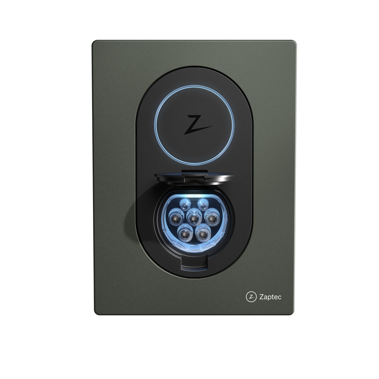 Zaptec Go Voorzijde Kap Moss Green